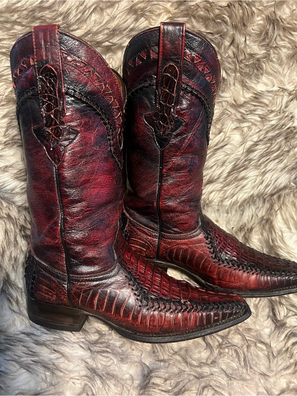 Men's Burgundy Exotic Leather Cowboy Boots size 26 Mex - 7 US - Picture 12 of 16